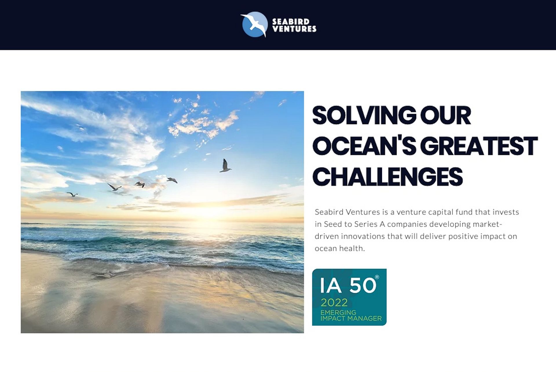 Seabird Ventures Solving our ocean's greatest challenges UpLink Contribution